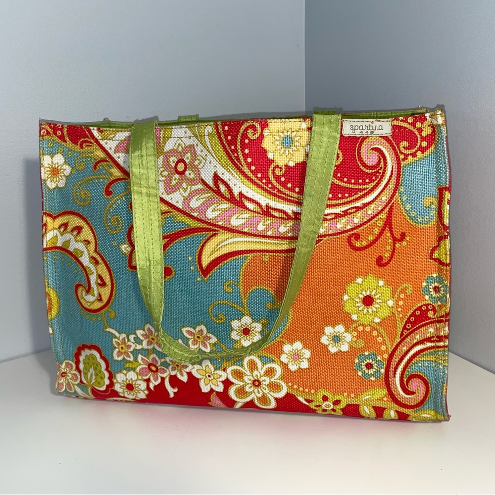 Spartina 449 Fiddler’s Cove Tote Bag Green Interior